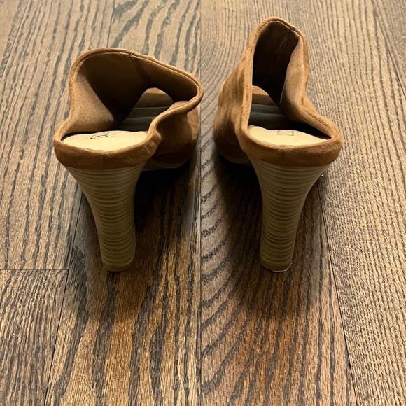 Ana Brown Suede Open Toe 4 inch Block Heel - Picture 4 of 8